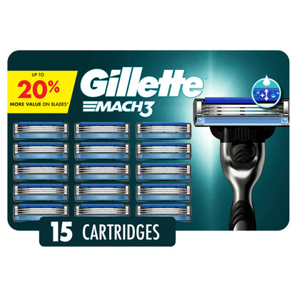 Gillette Mach3 Men's Razor Blades, 15 Blade Refills