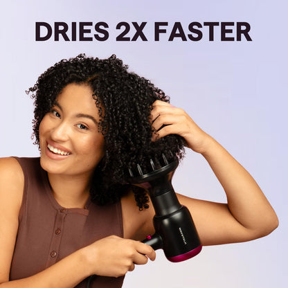 Wavytalk Blown Away Ionic Hair Dryer with Diffuser for Curly Hair | 1875W Fast Drying, 3 Attachments for All Hair Types, Ceramic Healthy Shine, Lightweight & Quiet (Black)
