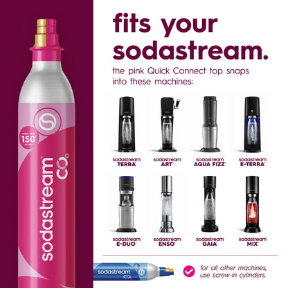 SodaStream CO2 Gas Refill Pack, 2 x 60L Pink Quick Connect Cylinders, Soda Stream CO2 Refill, Return to Earn $15 Amazon.com Gift Card, Compatible with TERRA, ART, ENSO, E-TERRA, E-DUO & Other Brands