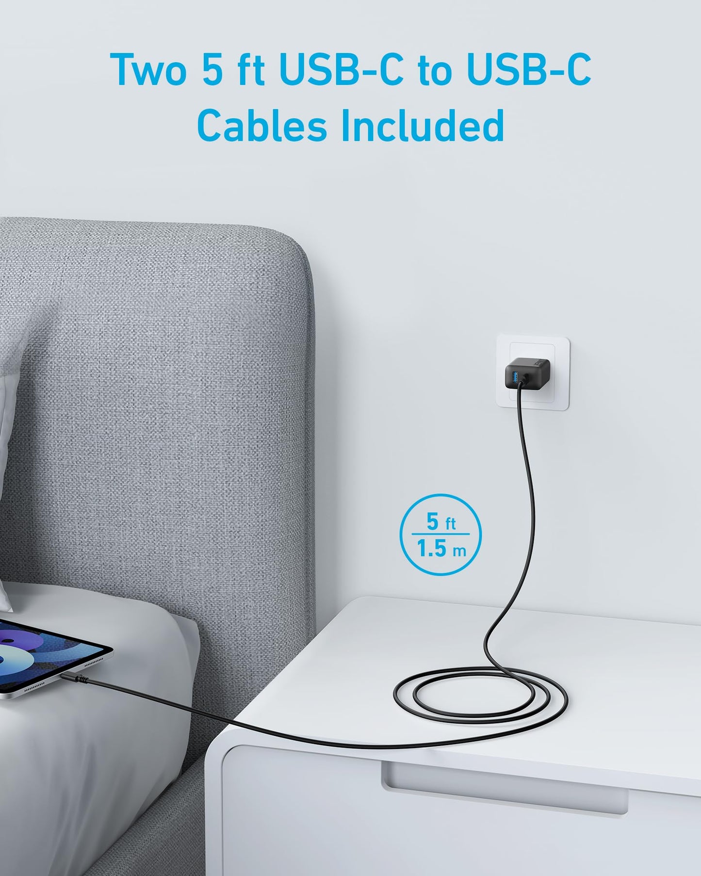 Anker Phone Charger, 20W USB C Charger Block, Type C Charger Fast Charging | For iPhone 17/17 Plus/17 Pro Max/16/16 Plus/16 Pro Max/15 Pro Max/iPad Pro and More (2-Pack with 2 Cables, Black)