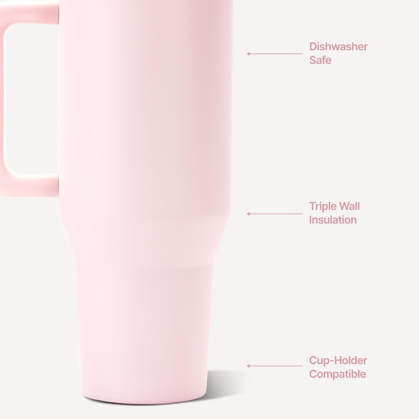 HydroJug Traveler 40oz, Insulated Tumbler with Handle & Straw, Pink Sand