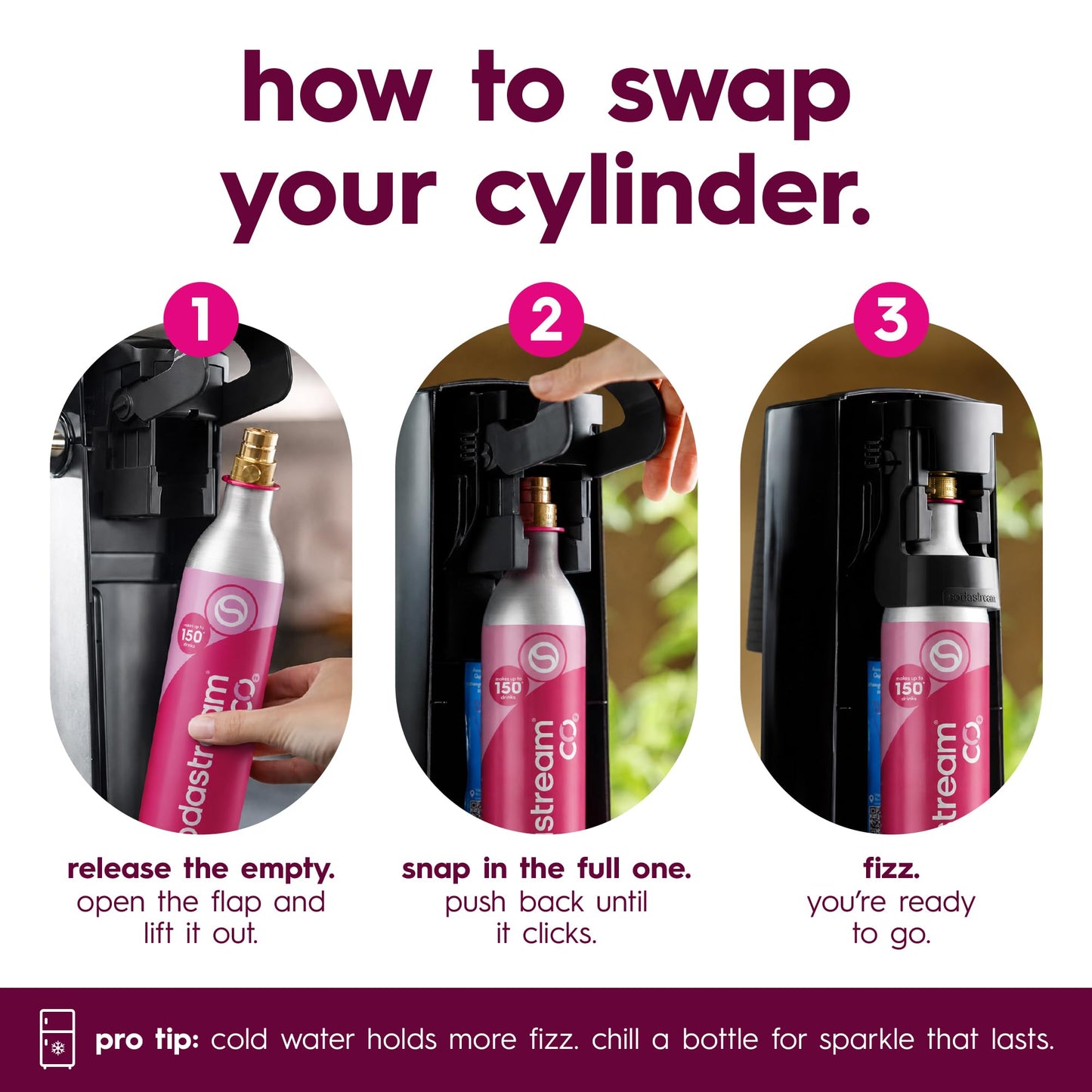 SodaStream CO2 Gas Refill Pack, 2 x 60L Pink Quick Connect Cylinders, Soda Stream CO2 Refill, Return to Earn $15 Amazon.com Gift Card, Compatible with TERRA, ART, ENSO, E-TERRA, E-DUO & Other Brands