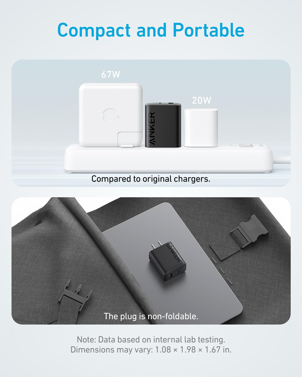 Anker Phone Charger, 20W USB C Charger Block, Type C Charger Fast Charging | For iPhone 17/17 Plus/17 Pro Max/16/16 Plus/16 Pro Max/15 Pro Max/iPad Pro and More (2-Pack with 2 Cables, Black)