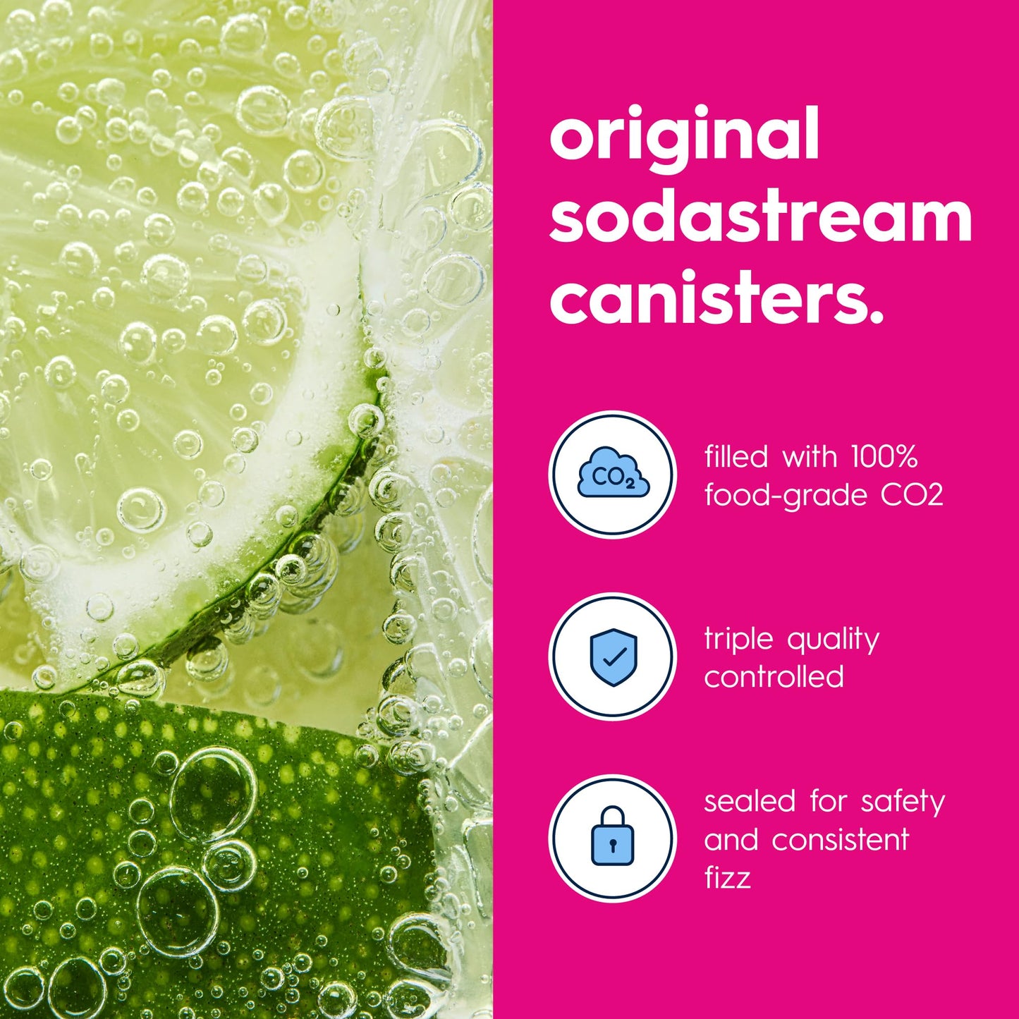SodaStream CO2 Gas Refill Pack, 2 x 60L Pink Quick Connect Cylinders, Soda Stream CO2 Refill, Return to Earn $15 Amazon.com Gift Card, Compatible with TERRA, ART, ENSO, E-TERRA, E-DUO & Other Brands