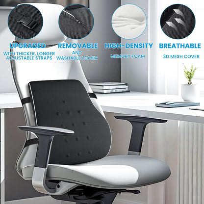 Lumbar Support Pillow for Office Chair, Office Home Essentials,Gifts for Mom,Dad, Back Support Pillow for Car, Chair Cushions,Back Pain Relief Improve Posture,Mesh Cover Double Adjustable Straps